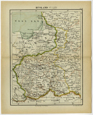 Antique Map-POLAND-RUSSIA-BALTIC SEA-Kuyper-1882