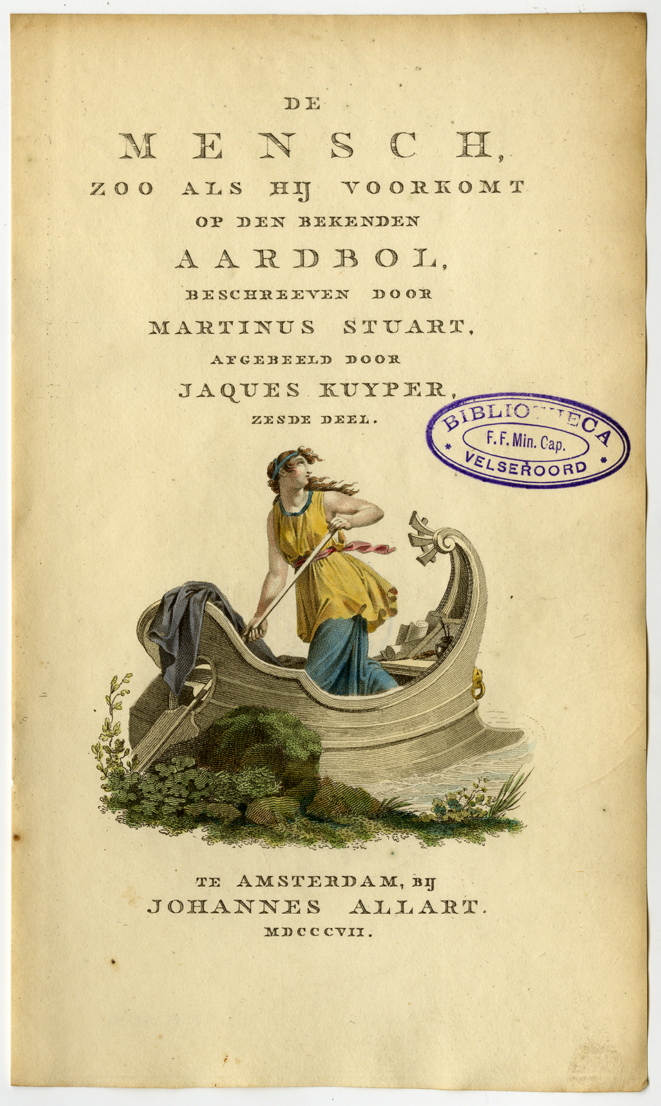 , Antique Print-ROWBOAT-FEMALE-CLASSICAL-OAR-SHORE-Kuyper-Portman-1807, Pictura Antique Prints