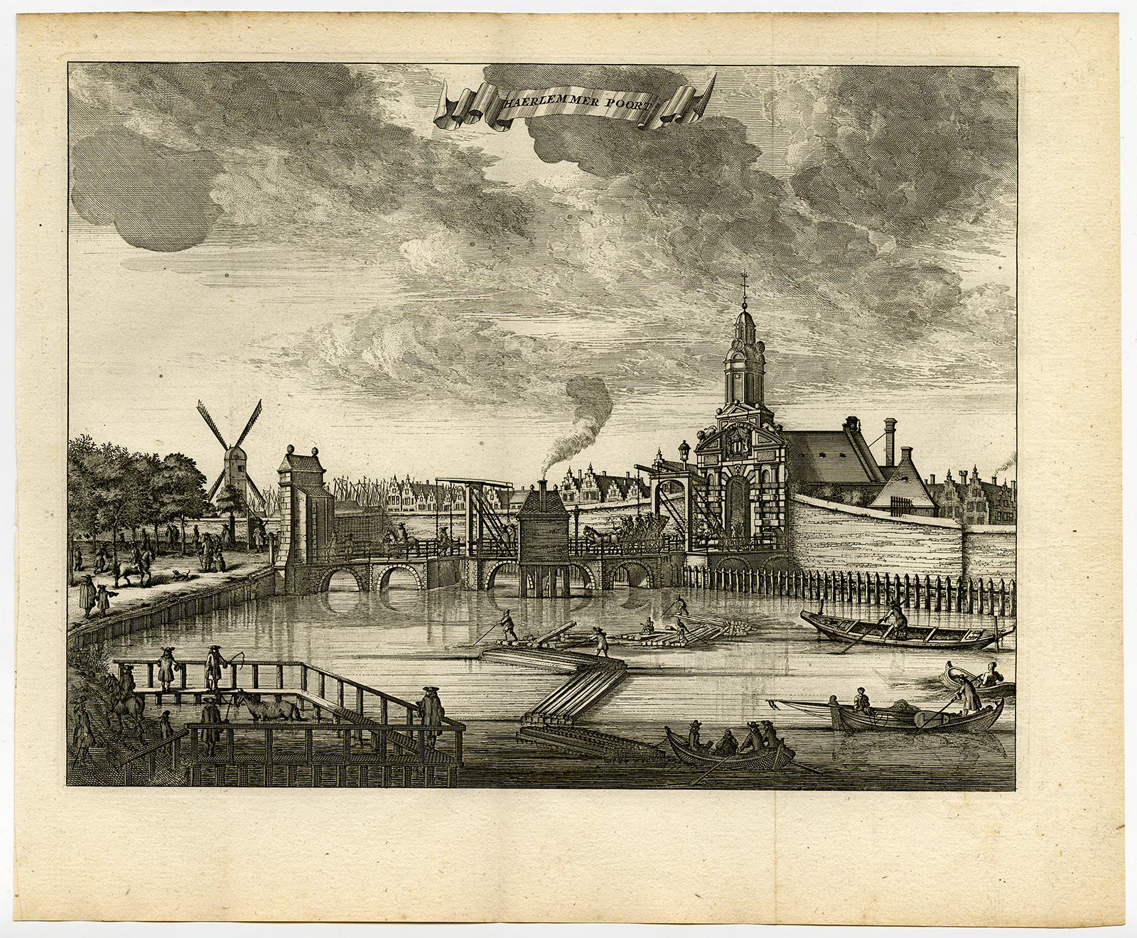 , Antique Print-HARLEM GATE-HAARLEM-AMSTERDAM-Commelin-1726, Pictura Antique Prints