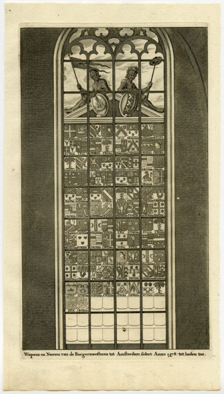 Antique Print-NEW CHURCH-STAINED GLASS-MAYORS-AMSTERDAM-Commelin-1726