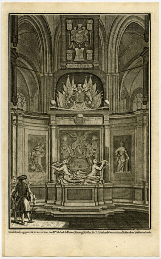 Antique Print-NEW CHURCH-MONUMENT MICHIEL DE RUITER-AMSTERDAM-Commelin-1726