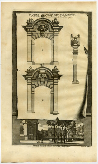 Antique Print-WESTERKERK-AMSTERDAM-GRAVEYARD-GATE-Commelin-1726