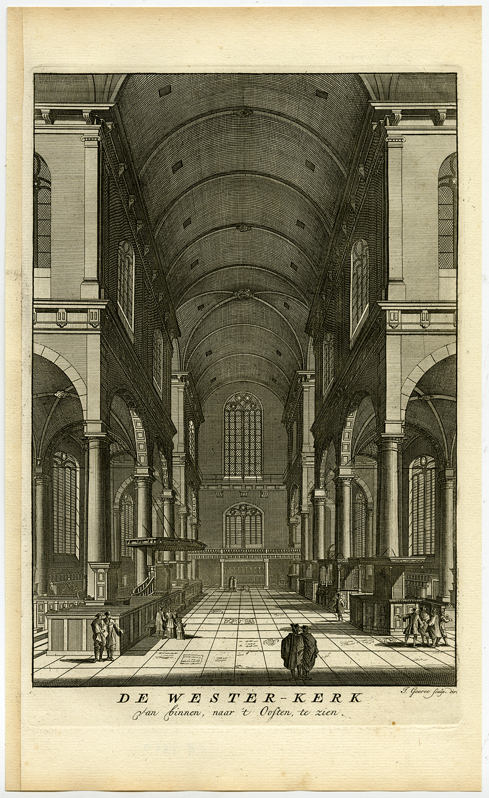 , Antique Print-WESTERKERK-AMSTERDAM-INTERIOR VIEW-Commelin-1726, Pictura Antique Prints