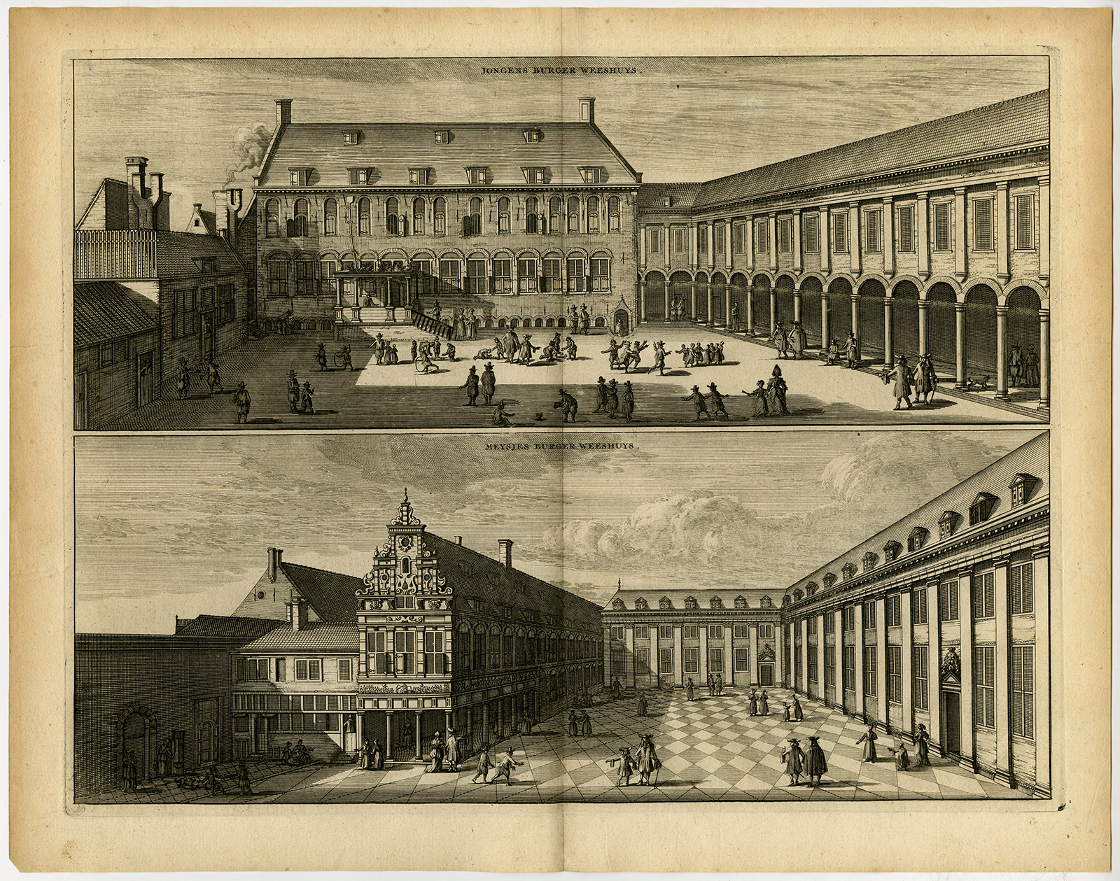 , Antique Print-ORPHANAGES-AMSTERDAM-Commelin-1726, Pictura Antique Prints