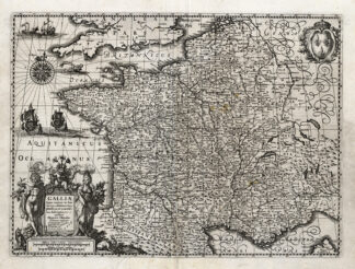 Antique Map-FRANCE-GALLIAE-Hondius-Janssonius-1636