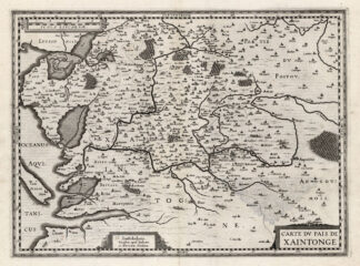 Antique Map-FRANCE-SAINTONGE-Hondius-Janssonius-1636