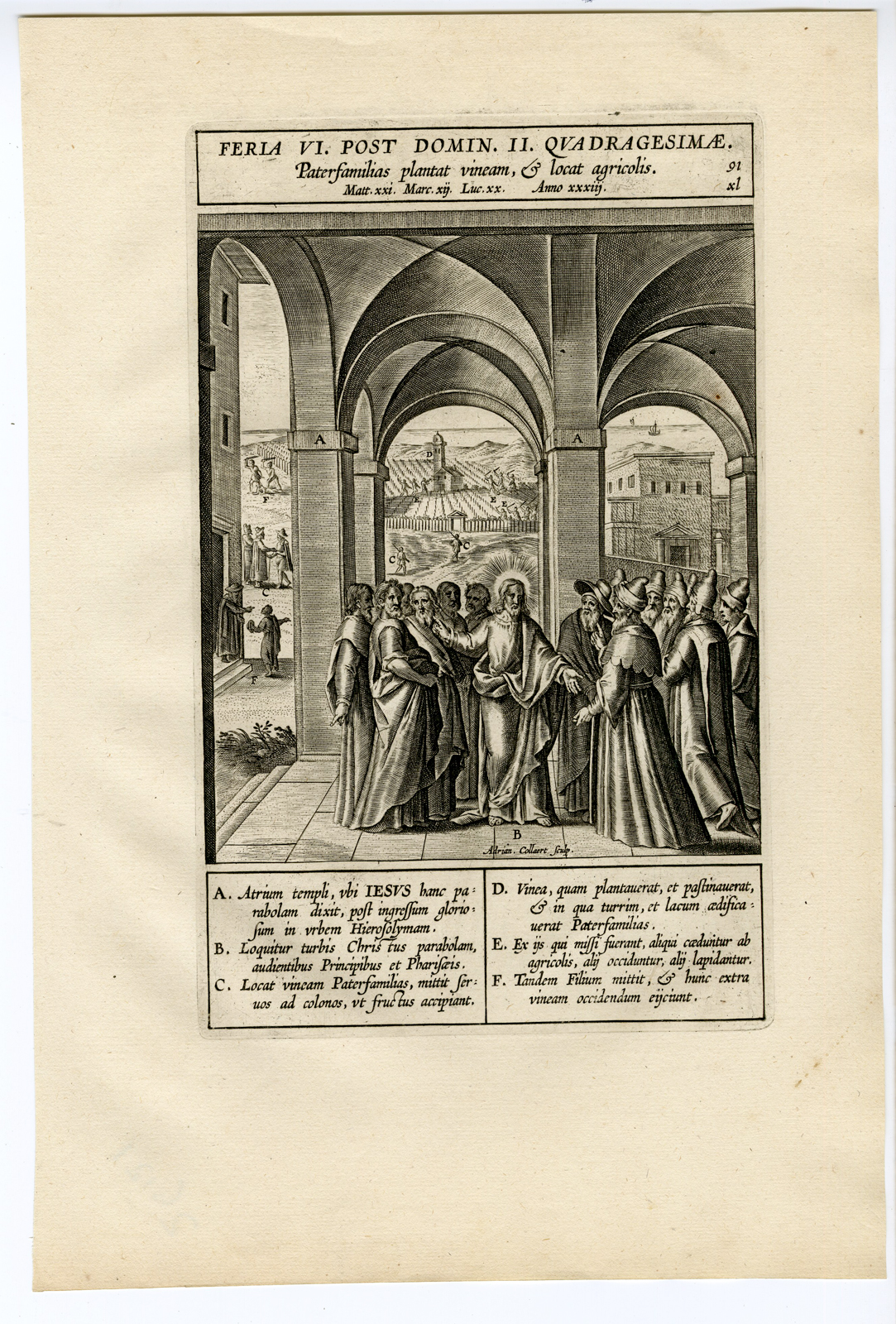 , Antique Print-RELIGIOUS -CHRIST-TEMPLE-Collaert-Wierix-1707, Pictura Antique Prints