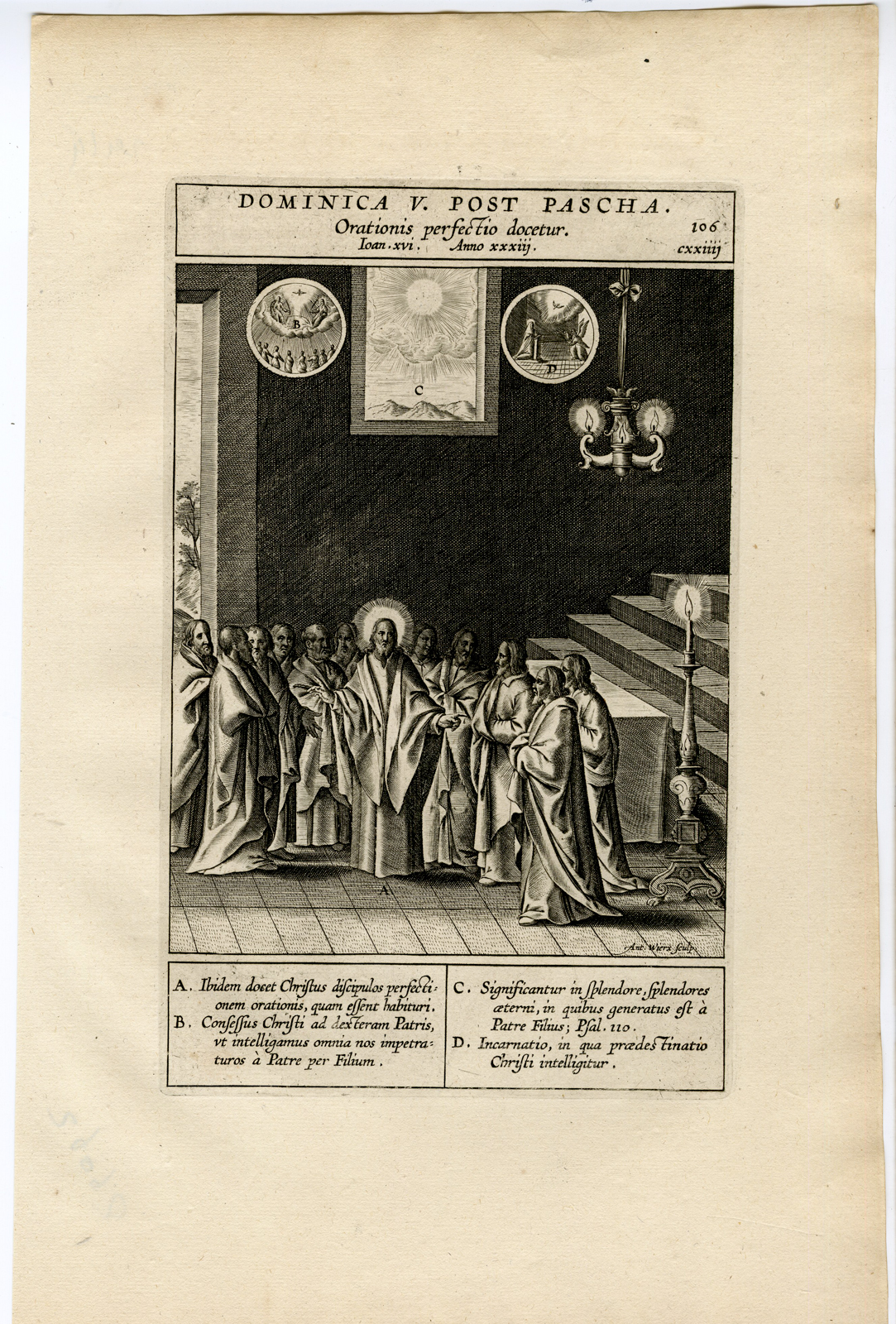 , Antique Print-RELIGIOUS-CHRIST-FORTELLING-Wierix-1707, Pictura Antique Prints