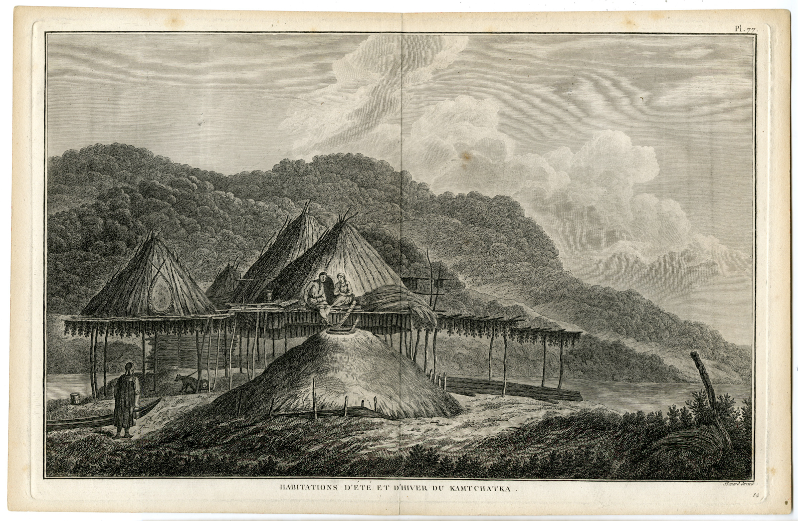 , Antique Print-HABITATONS-KAMTCHATKA-RUSSIA-Cook-1785, Pictura Antique Prints