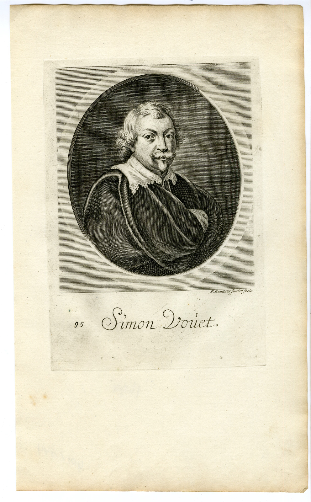 , Antique Print-PORTRAIT-BAROQUE-SIMON VOUET-FRANCE-Bouttats-1694, Pictura Antique Prints
