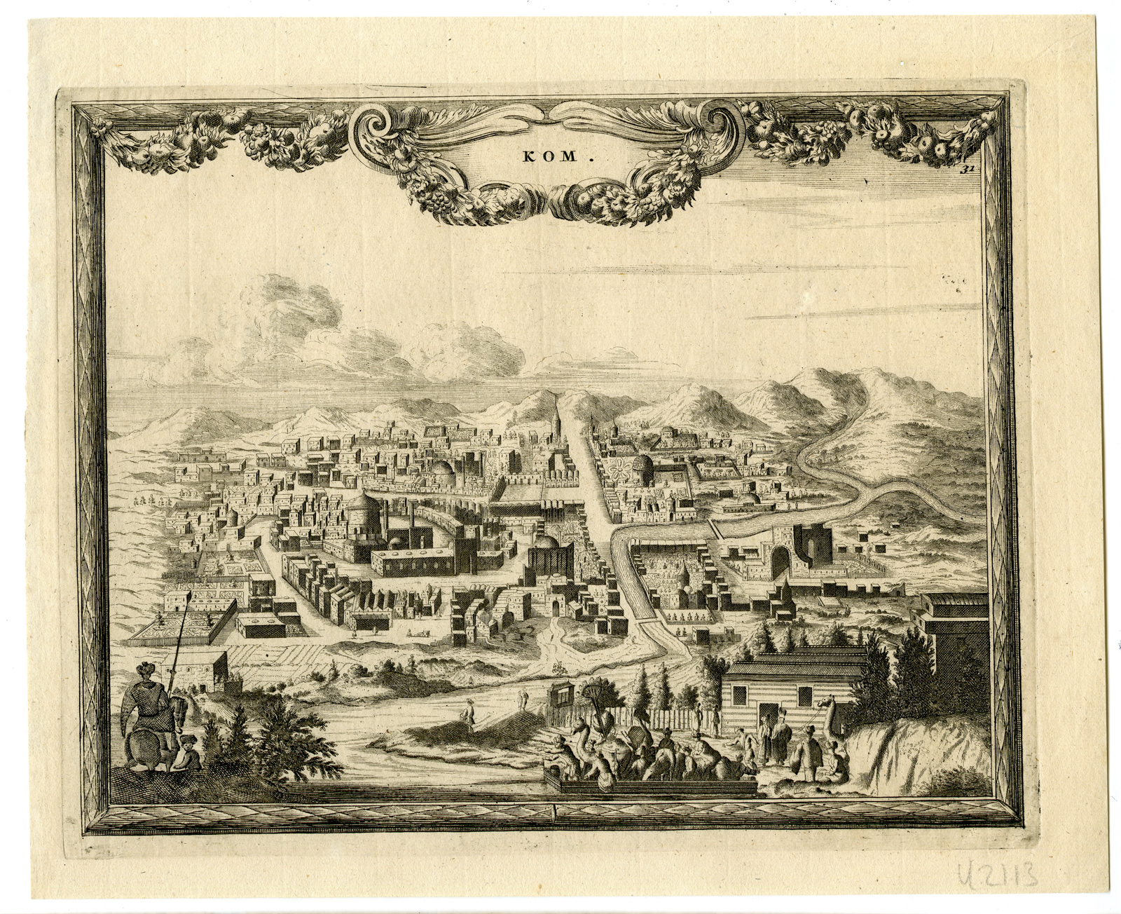 , Antique Print-RARE -VIEW-CITY OF KOM-EGYPT-Doesburg-1695, Pictura Antique Prints