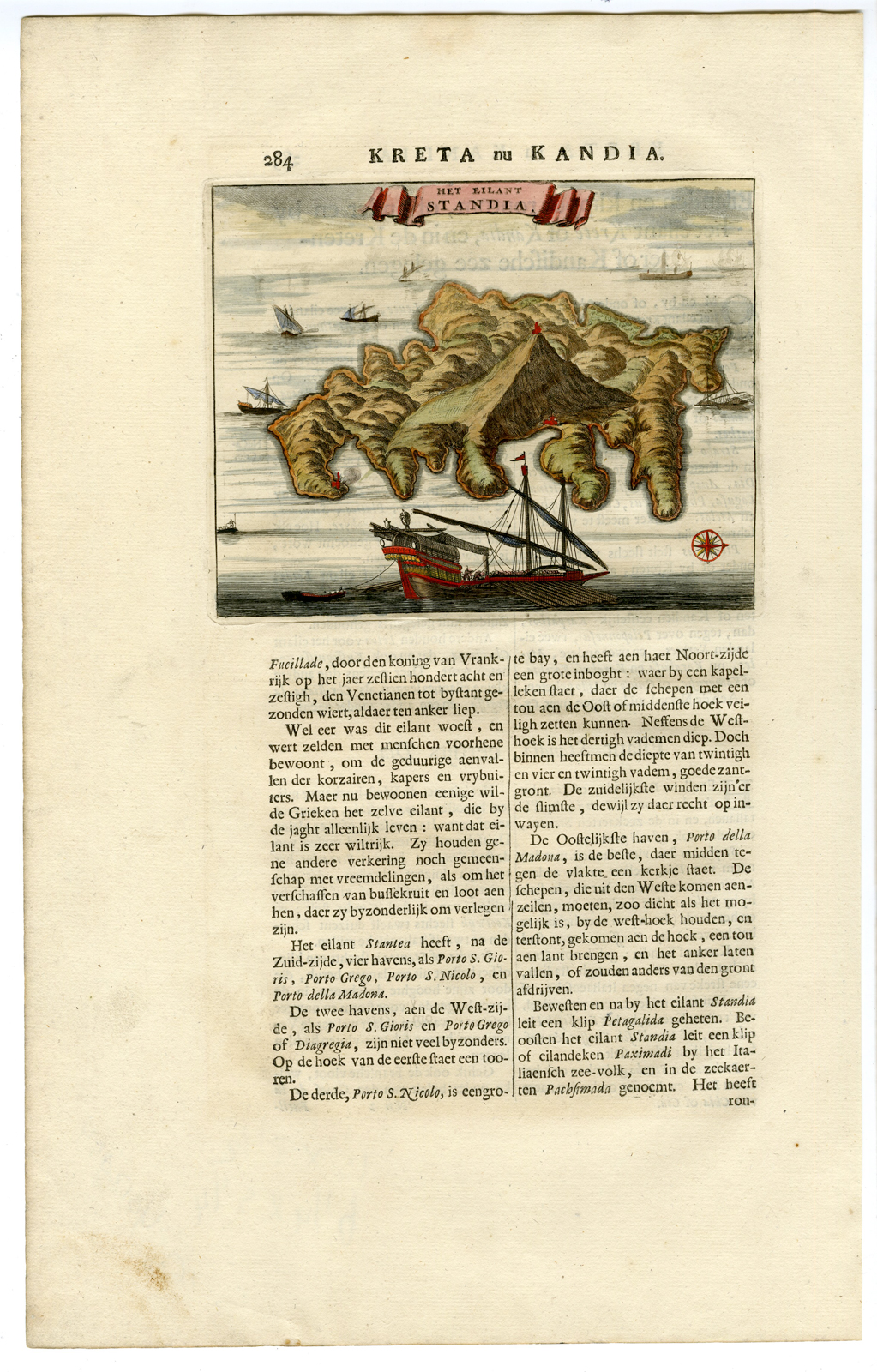 Iscra 0430 416x651 Antique Print-ANTIQUE MAP-ISLAND-STANDIA-CRETE-GREECE-Dapper-1688