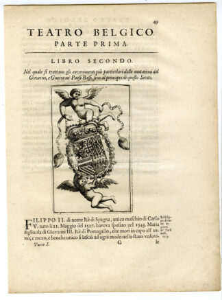 Antique Print-COAT OF ARMS-PHILIPS II-SPAIN-Strada-1690