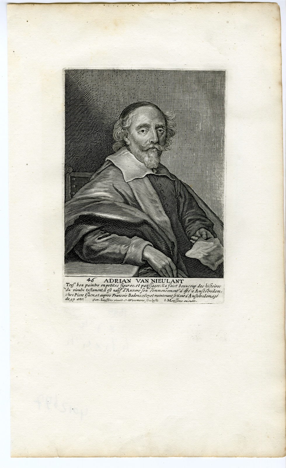 , Antique Print-PAINTER-ADRIAN NIEULANT-BELGIUM-Waumans-1694, Pictura Antique Prints