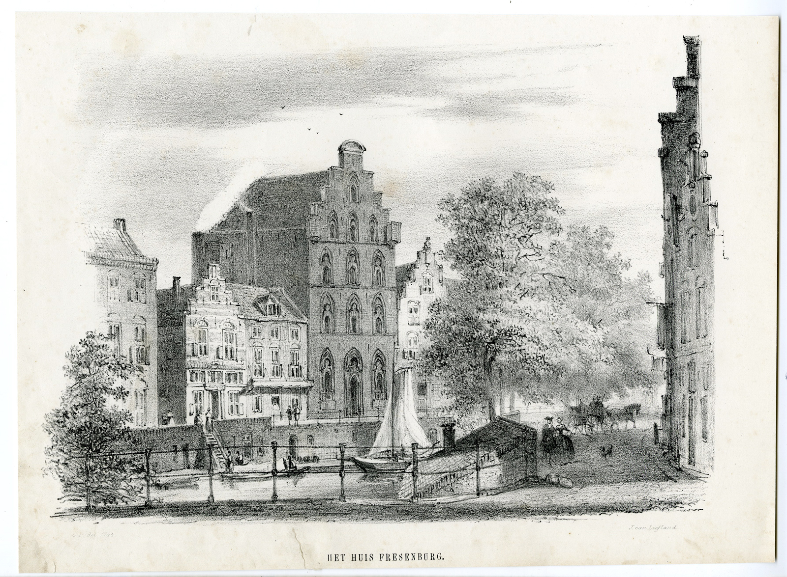 , Antique Print-FRESENBURG-UTRECHT-NETHERLANDS-van Liefland-1857, Pictura Antique Prints