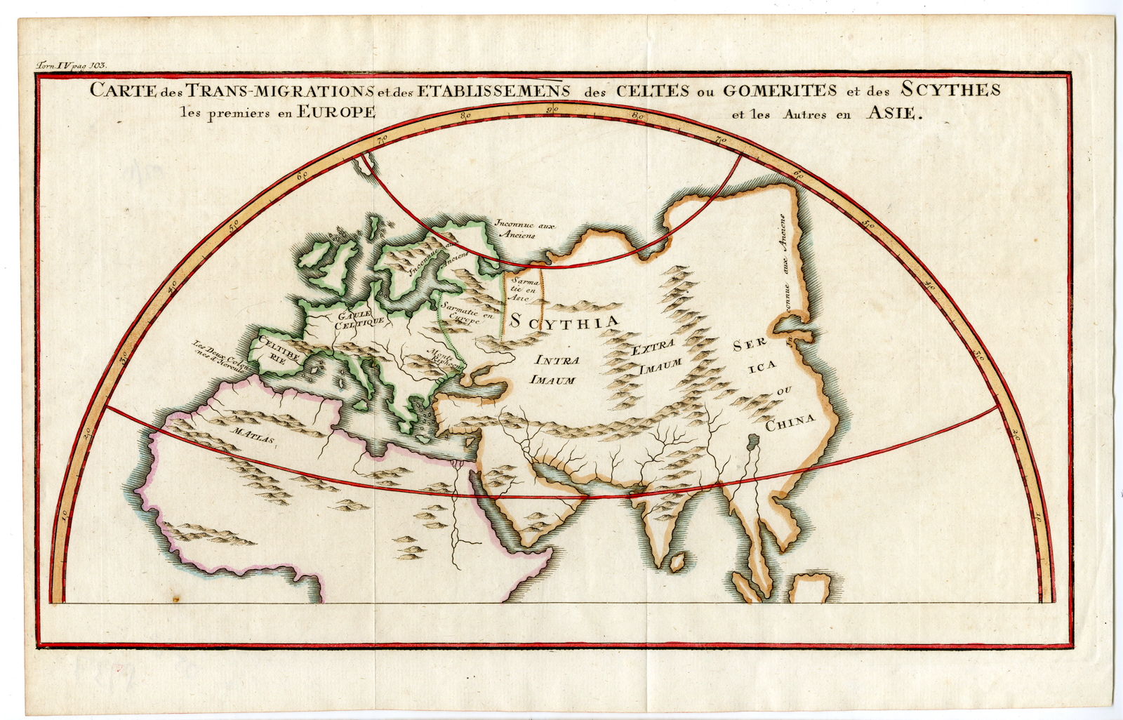 , Antique Print-ANTIQUE MAP-EUROPE-ASIA-CELTICS-SCYTHES-Pluche-1736, Pictura Antique Prints