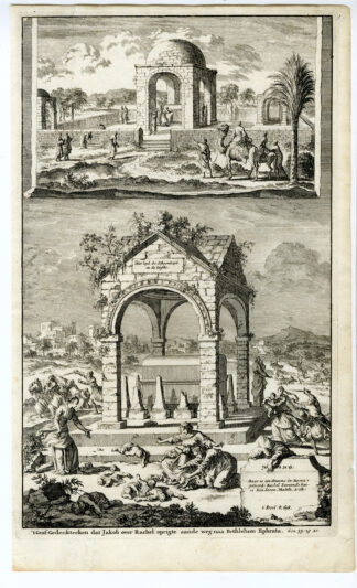 Antique Print-RELIGIOUS -RACHEL-SEPULCHRAL-Goeree-1700