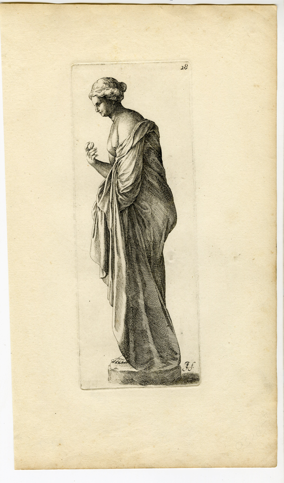 , Antique Print-ROMAN STATUE-FEMALE-PL 28-de Bisschop-1668, Pictura Antique Prints