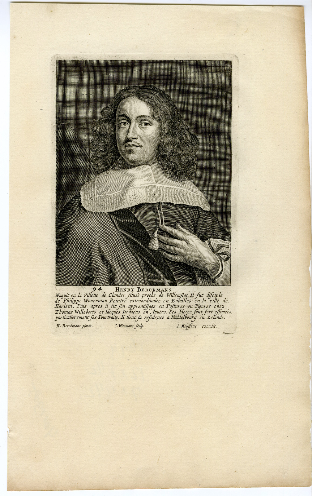 , Antique Print-PAINTER-HENRY BERCKMANS-Waumans-1694, Pictura Antique Prints