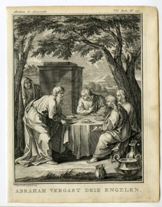 Antique Print-RELIGIOUS -ABRAHAM-ANGELS-Punt-1754