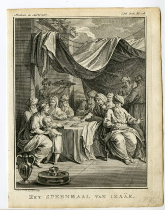 Antique Print-RELIGIOUS -WEANING MEAL-ISAAC-Punt-1754
