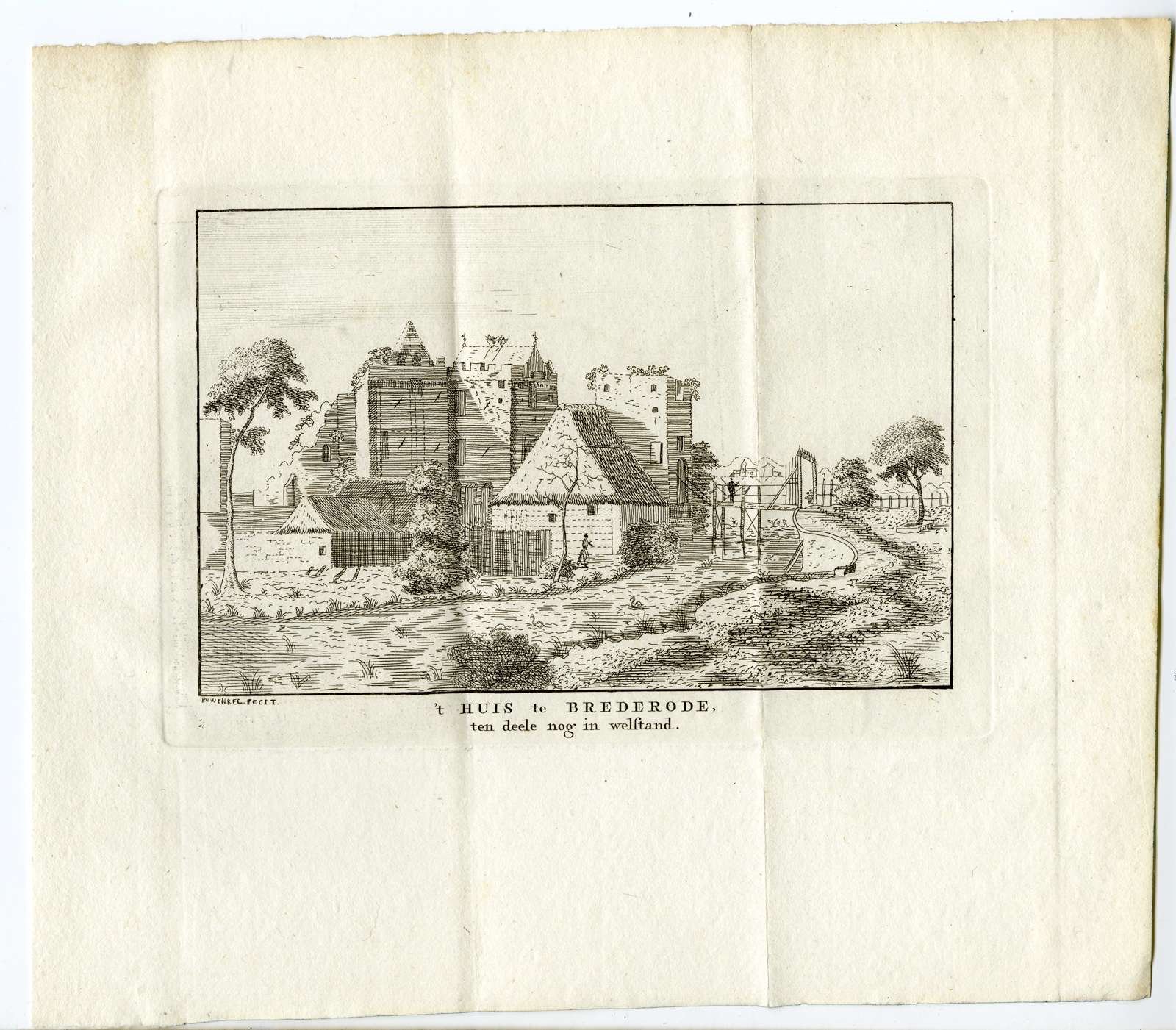 , Antique Print-BREDERODE CASTLE-BLOEMENDAAL-Schijnvoet-1774, Pictura Antique Prints