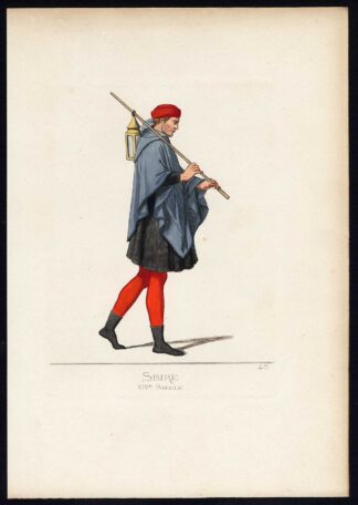 Antique Print-SBIRRE-HENCHMAN-COSTUME-14TH CENTURY-PLATE 43-Bonnard-Mercuri-1860