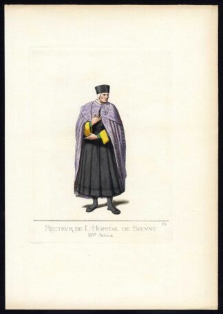 Antique Print-SIENA-HOSPITAL-COSTUME-14TH CENTURY-PLATE 51-Bonnard-Mercuri-1860