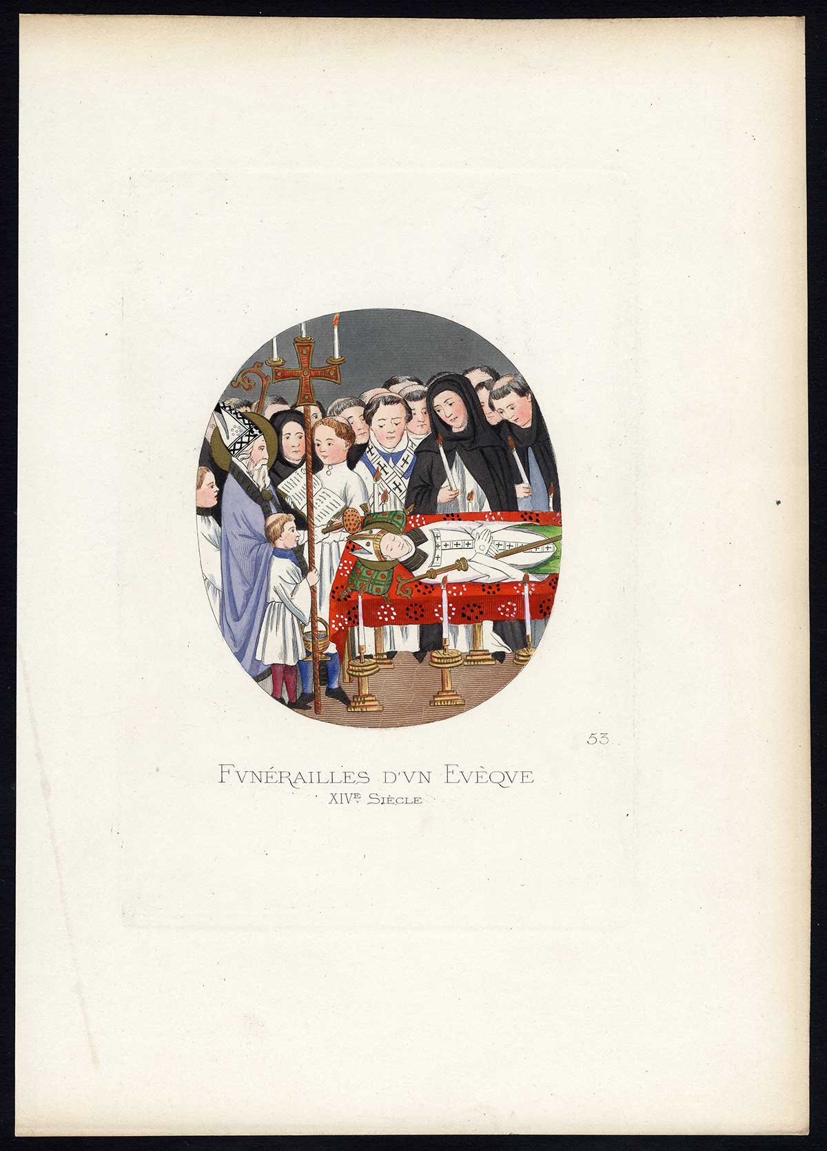Lb10009 416x579 Antique Print-FUNERAL-BISHOP-COSTUME-14TH CENTURY-PLATE 53-Bonnard-Mercuri-1860