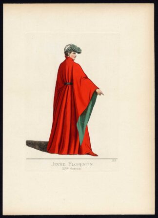Antique Print-FLORENCE-ITALY-COSTUME-14TH CENTURY-PLATE 55-Bonnard-Mercuri-1860