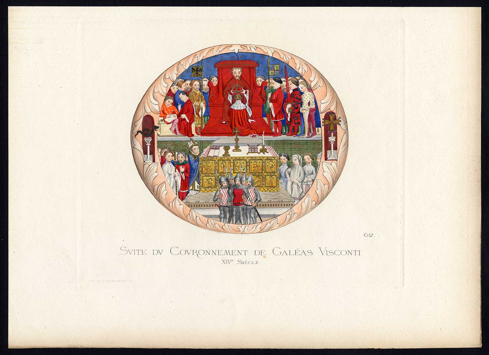, Antique Print-VISCONTI-DUKE-MILAN-COSTUME-14TH CENTURY-P 62-Bonnard-Mercuri-1860, Pictura Antique Prints