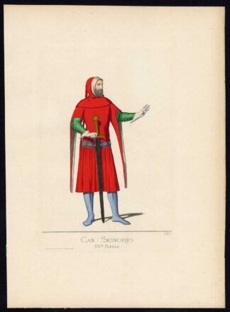 Antique Print-ITALY-SCALA-VERONA-COSTUME-14TH CENTURY-PL 65-Bonnard-Mercuri-1860