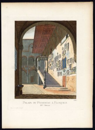 Antique Print-PODESTAT-PALACE-FLORENCE-14TH CENTURY-PL 66-Bonnard-Mercuri-1860