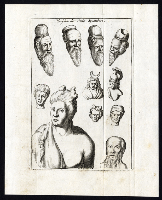 , Antique print-SUGAMBREN PEOPLE/TRIBE-NIJMEGEN-NETHERLANDS-Arkstee-1733, Pictura Antique Prints