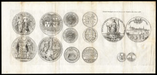 Antique print-SEALS-COINS-NIJMEGEN-NETHERLANDS-Arkstee-1733