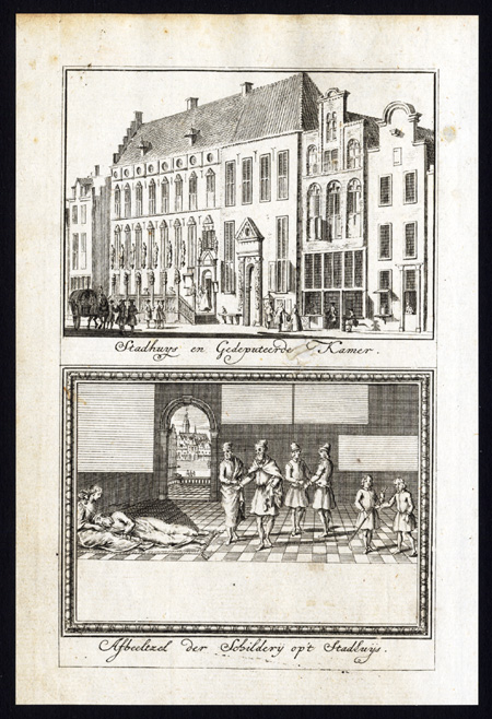 , Antique print-NIJMEGEN-CITY HALL-NETHERLANDS-Arkstee-1733, Pictura Antique Prints