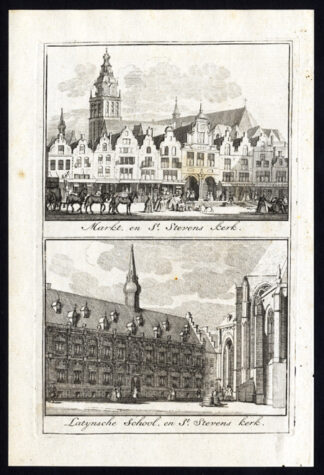 Antique print-NIJMEGEN-MARKET PLACE-ST STEVENS CHURCH-NETHERLANDS-Arkstee-1733