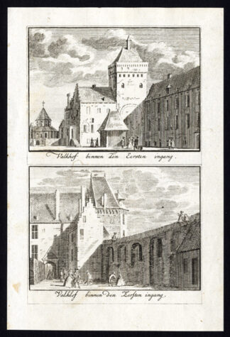 3 Antique prints-NIJMEGEN-VALKHOF CASTLE-NETHERLANDS-Arkstee-1733