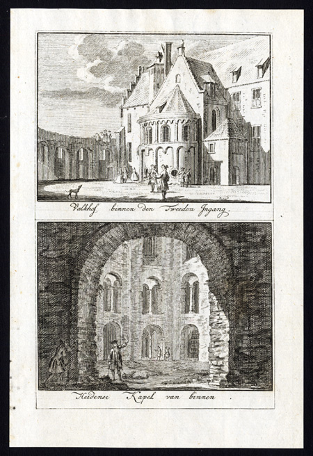 , 3 Antique prints-NIJMEGEN-VALKHOF CASTLE-NETHERLANDS-Arkstee-1733, Pictura Antique Prints