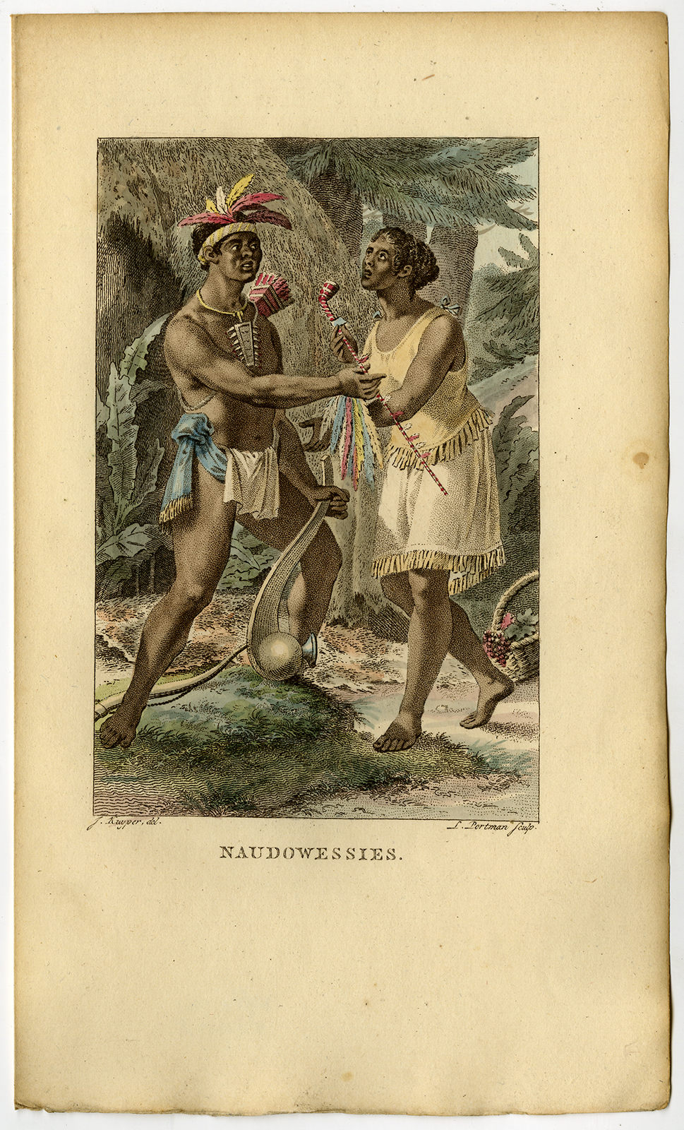 , Antique Costume Print-NAUDOWESSIE INDIANS-DAKOTA-USA-Stuart-Portman-Kuyper-1802, Pictura Antique Prints