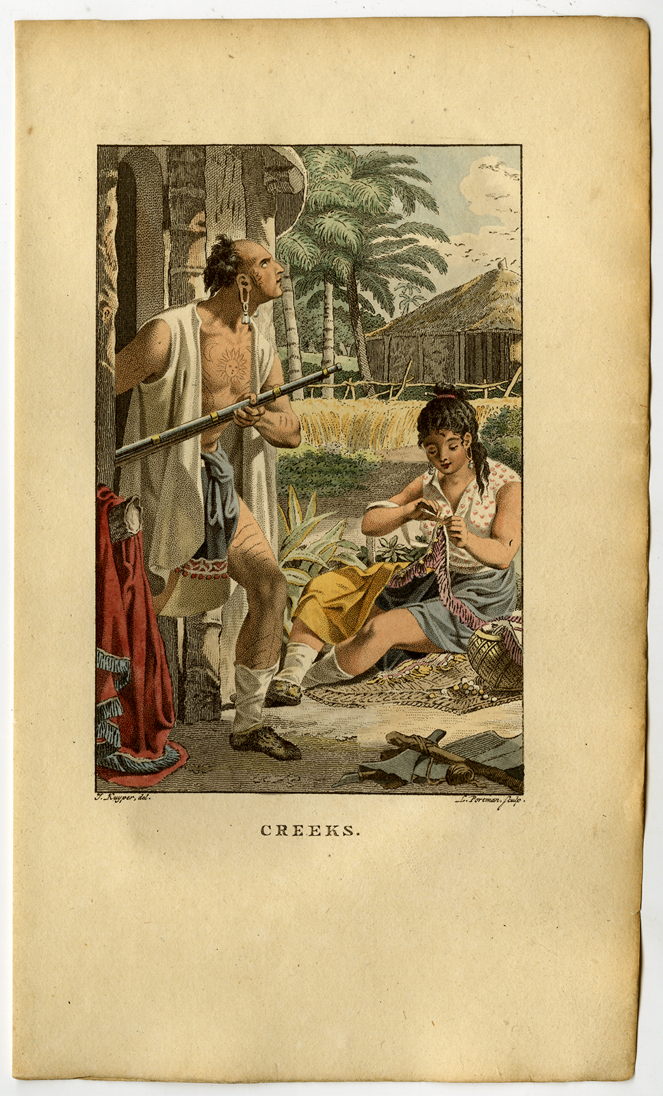 Lb1415 2 416x687 Antique Costume Print-CREEK INDIANS-USA-Stuart-Portman-Kuyper-1802