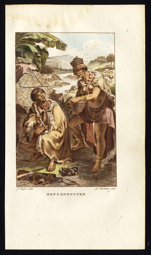 , Antique Costume Print-HOTTENTOTS-KHOIHOI-SOUTH AFRICA-Stuart-Portman-Kuyper-1802, Pictura Antique Prints