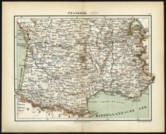 Antique Map-FRANCE-SOUTH-PROVENCE-AQUITAINE-PYRENEES-Jacob Kuyper-1880