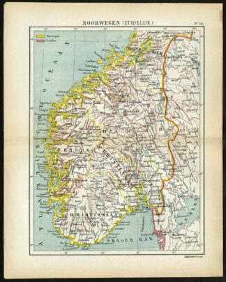 Antique Map-SCANDINAVIA-SOUTHERN NORWAY-Jacob Kuyper-1880