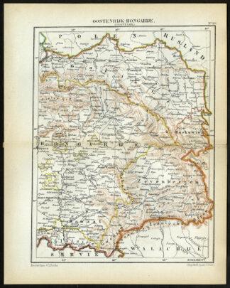 Antique Map-HUNGARY-TRANSYLVANIA-RUMANIA-GALICIA-Jacob Kuyper-1880