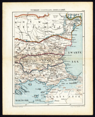 Antique Map-EAST TURKEY-BULGARIA-ASIA MINOR-RUMANIA-BLACK SEA-Jacob Kuyper-1880