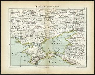 Antique Map-SOUTHERN RUSSIA-CRIMEA-BLACK SEA-Jacob Kuyper-1880