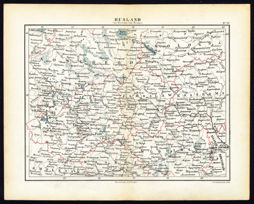 , Antique Map-RUSSIA-MOSKOW-NOVGOROD-Jacob Kuyper-1880, Pictura Antique Prints