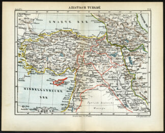 Antique Map-ASIA MINOR-TURKEY-BLACK SEA-CYPRUS-SYRIA-ISRAEL-Jacob Kuyper-1880