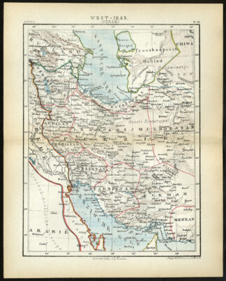 Antique Map-WEST IRAN-PERSIA-PERSIAN GULF-Jacob Kuyper-1880